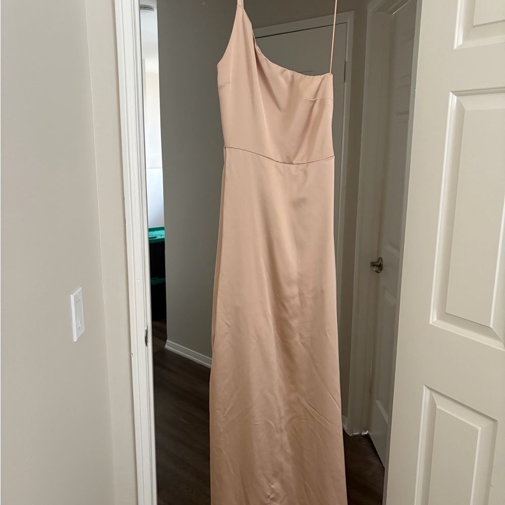 Show Me Your Mumu Shannon One Shoulder Dress Champagne Luxe Satin